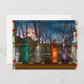 Reflektion | Farbige Glasvasen im Fensterbereich Postkarte (Vorne/Hinten)