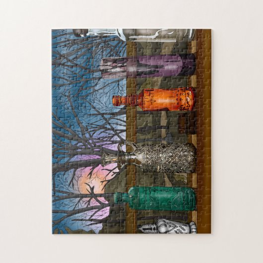 Reflektion | Farbige Glasvasen im Fensterbereich Puzzle (Vertikal)