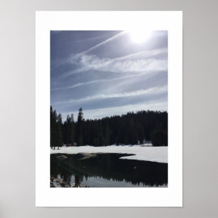 Reflektion, gefroren, blaue Farbfotografie Poster
