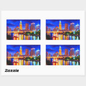 Reflektion Luxus bunt Bridge City Nebel Rechteckiger Aufkleber (Blatt)