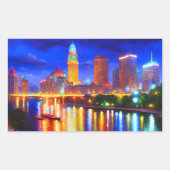 Reflektion Luxus bunt Bridge City Nebel Rechteckiger Aufkleber (Vorderseite)