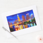 Reflektion Luxus bunt Bridge City Nebel Rechteckiger Aufkleber (Umschlag)