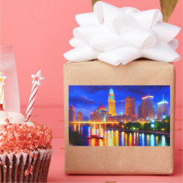 Reflektion Luxus bunt Bridge City Nebel Rechteckiger Aufkleber