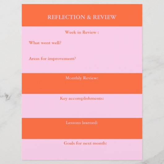 Reflektion & Review Praxisplaner für Studierende (Rückseite)