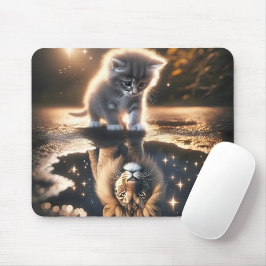 Reflektion von Kitten und Lion Puddle Mousepad (Mit Mouse)