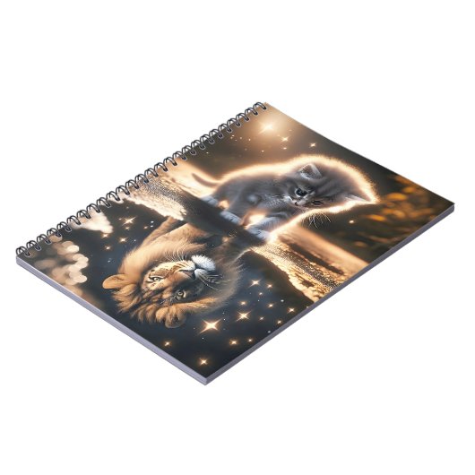 Reflektion von Kitten und Lion Puddle Notizblock (Linke Seite)