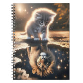 Reflektion von Kitten und Lion Puddle Notizblock (Vorderseite)