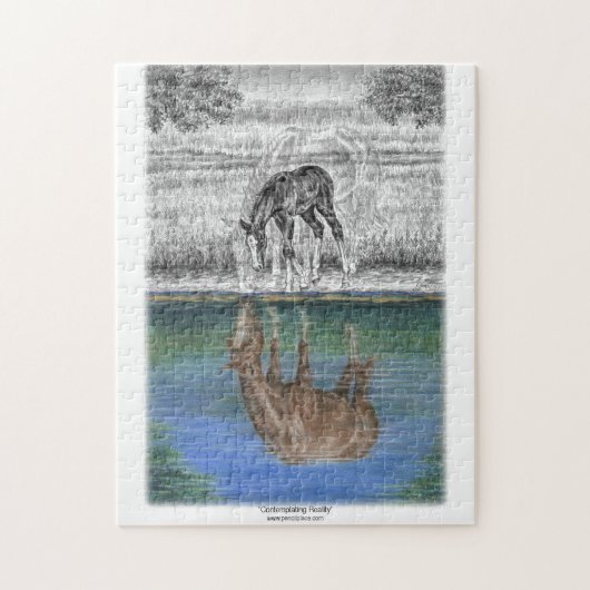 Reflektion von Pferden durch Foallwasser Puzzle (Vertikal)