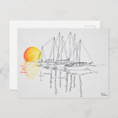 Reflektion von Sailboat | Concarneau, Bretagne Postkarte (Vorne/Hinten)