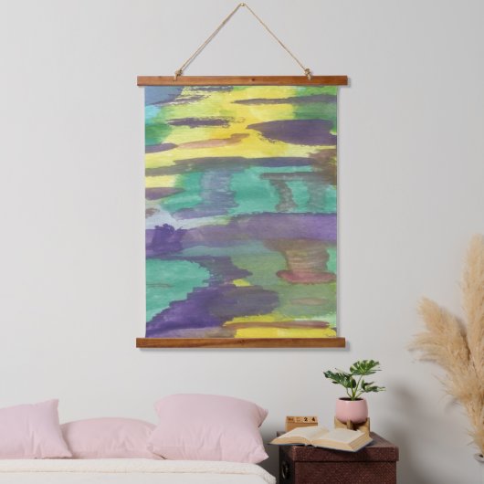 Reflektionen Abstrakt Wandteppich Mit Holzrahmen (Schlafzimmer)