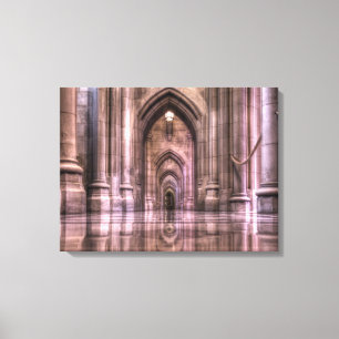Reflektionen der nationalen Kathedrale von Washing Leinwanddruck