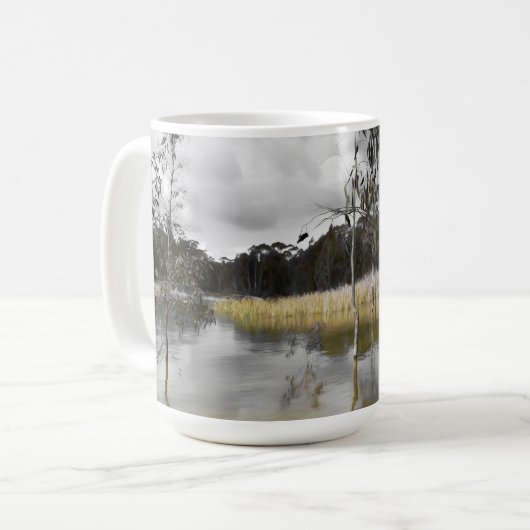 Reflektionen unter grauem Himmel Kaffeetasse (Vorderseite Links)