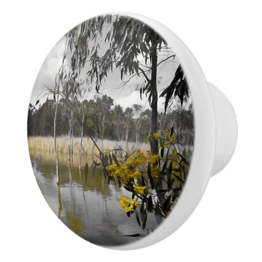 Reflektionen unter grauem Himmel Keramikknauf (Rechts)