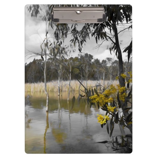 Reflektionen unter grauem Himmel Klemmbrett (Vorderseite)