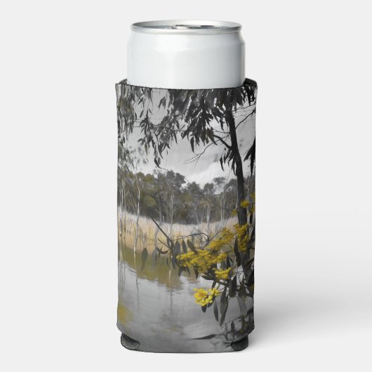 Reflektionen unter grauem Himmel Selters Dosenkühler (Seltzer Vorderseite)