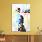 Reflektionskanvas drucken - weibliche Körpermalere Leinwanddruck (Insitu (Wohnzimmer))