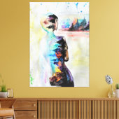 Reflektionskanvas drucken - weibliche Körpermalere Leinwanddruck (Insitu (Wohnzimmer))