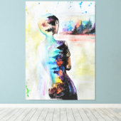 Reflektionskanvas drucken - weibliche Körpermalere Leinwanddruck (Insitu (Holzboden))