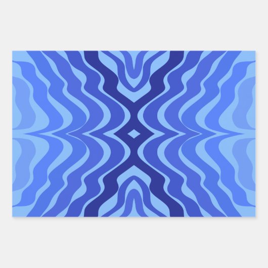 Reflektive blaue Wellen Moderne Kunst des abstrakt Geschenkpapier Set (Vorderseite 2)