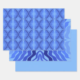 Reflektive blaue Wellen Moderne Kunst des abstrakt Geschenkpapier Set