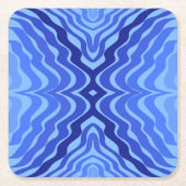 Reflektive blaue Wellen Moderne Kunst des abstrakt Rechteckiger Pappuntersetzer (Vorderseite)