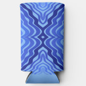 Reflektive blaue Wellen Moderne Kunst des abstrakt Selters Dosenkühler (Vorderseite)