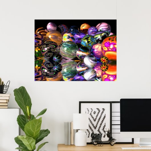 Reflektive Fraktal Spheres Poster (Heimbüro)
