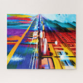 Reflektive, lebhafte Farben der Regenfälle in der Puzzle (Horizontal)