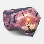 "Reflektive Schönheit: Glasapfel mit Blossom-Baum Krawatte (Gerollt)