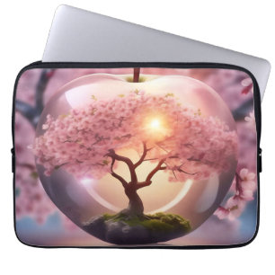 "Reflektive Schönheit: Glasapfel mit Blossom-Baum Laptopschutzhülle