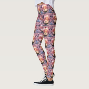 "Reflektive Schönheit: Glasapfel mit Blossom-Baum Leggings