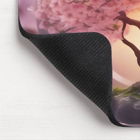 "Reflektive Schönheit: Glasapfel mit Blossom-Baum Mousepad (Ecke)