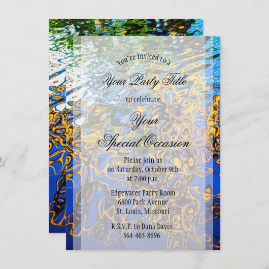 © Reflektive Wasserarme Abstrakte Kunst Einladung (Vorne/Hinten)