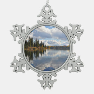 Reflektiver See Schneeflocken Zinn-Ornament