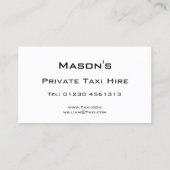 Reflektiver Text - Taxi - Visitenkarte (Rückseite)