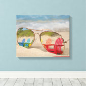 Reflexion der Liegestühle in einer Sonnenbrille Leinwanddruck (Insitu (Holzboden))