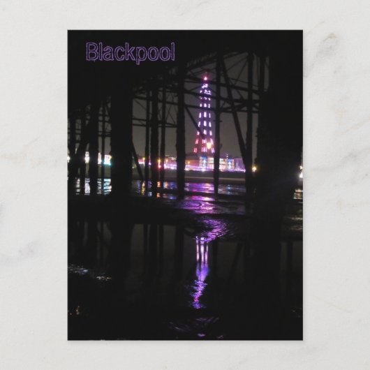 Reflexion im Wasser des Blackpool-Turms, Postkarte (Vorderseite)