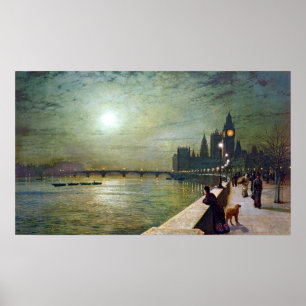 Reflexionen Johns Atkinson Grimshaw auf der Themse Poster