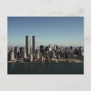Reflexions-Postkarte WTC Twin Towers klarer Tag NY Postkarte