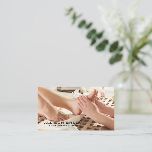Reflexologie Akupressur Fußmassage Therapeut Visitenkarte (Stehend Vorderseite)