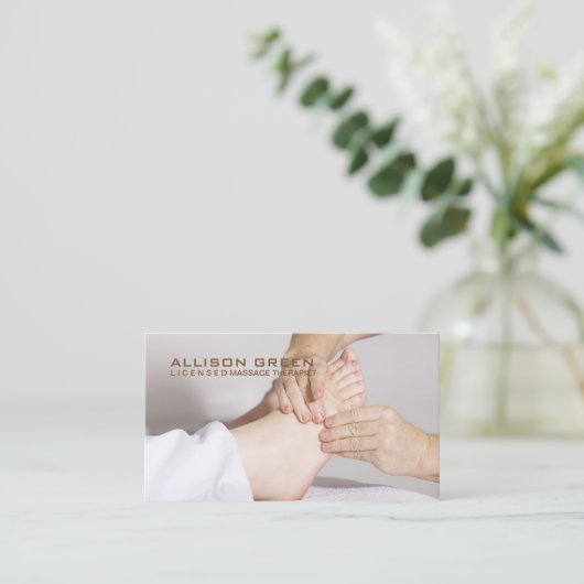 Reflexologie Akupressur Fußmassage Therapeut Visitenkarte (Stehend Vorderseite)