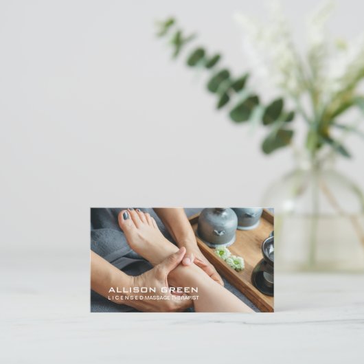 Reflexologie Akupressur Fußmassage Therapeut Visitenkarte (Stehend Vorderseite)
