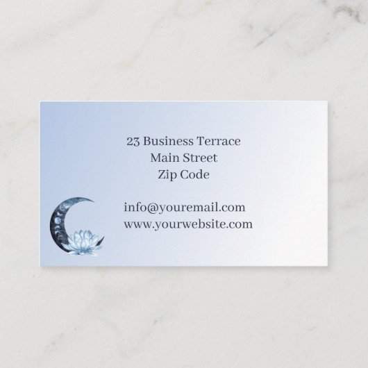 Reflexologie Blauer Lotus Blume Moon Visitenkarte (Rückseite)