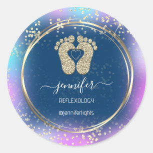 Reflexologie Herzfühlohlograph Gold Frame Blue Runder Aufkleber