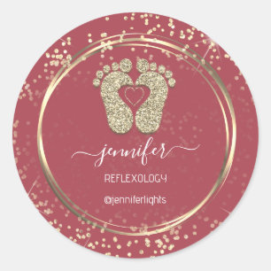 Reflexologie Herzinfarkt Rose Gold Confetti Runder Aufkleber