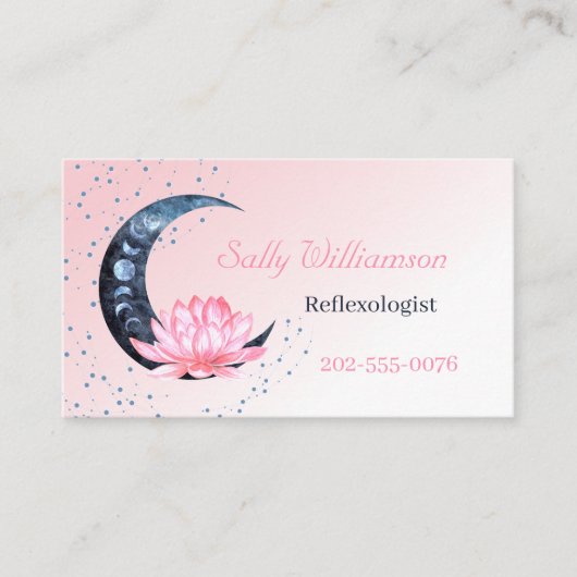 Reflexologie Rosa Lotus Blume Moon Terminkarte (Vorderseite)