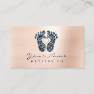 Reflexologie Rose Glitzer Blaue Navy Ernennung Terminkarte