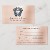 Reflexologie Rose Glitzer Blaue Navy Ernennung Terminkarte (Vorne/Hinten)