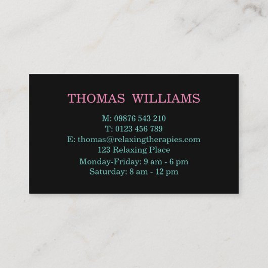 Reflexologie Visitenkarte (Rückseite)