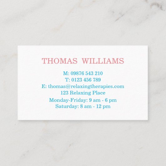 Reflexologie Visitenkarte (Rückseite)